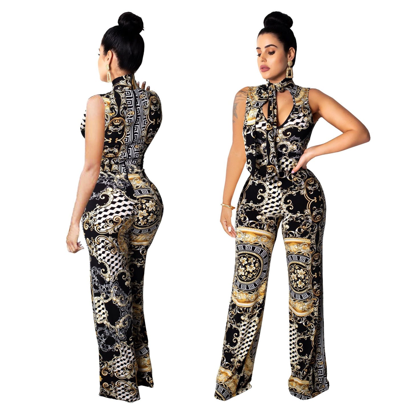 Printed sleeveless women's jumpsuit - Premium jumpsuit from My Store - Just €51.74! Shop now at KIYOO Royal Brand