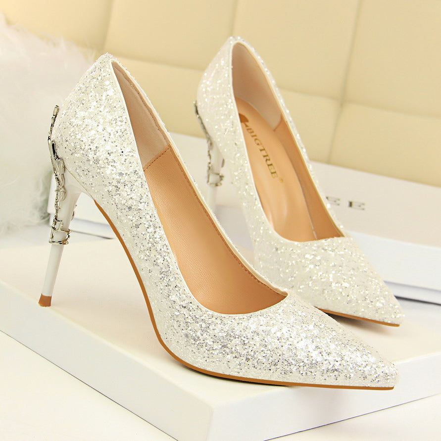 Pointed sequined high heels - Premium Hakken from My Store - Just €50.80! Shop now at KIYOO Royal Brand