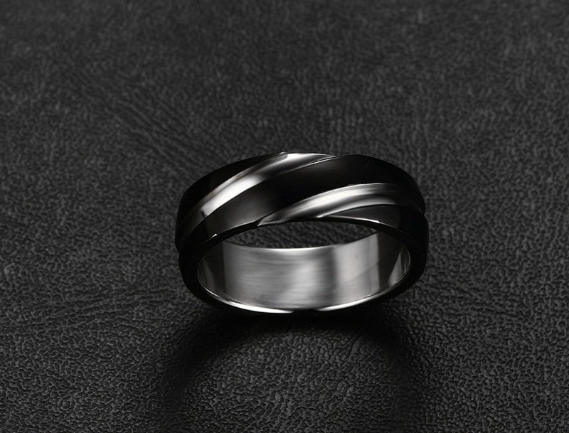 Zwarte titanium stalen twill ring - Premium Mannen Sieraden from My Store - Just €9.25! Shop now at KIYOO Royal Brand