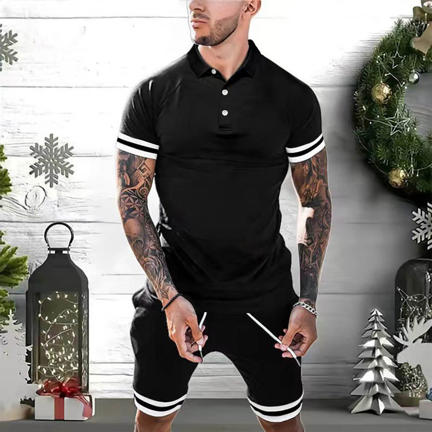 Mens Short Sets 2 Piece Outfits Polo Shirt Fashion Summer Tracksuits Casual Set Short Sleeve And Shorts Set For Men - Premium korte broeken/shirts from My Store - Just €28.72! Shop now at KIYOO Royal Brand