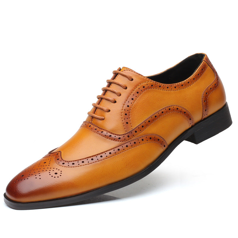 British block carved business leather shoes - Premium veterschoenen from My Store - Just €66.44! Shop now at KIYOO Royal Brand