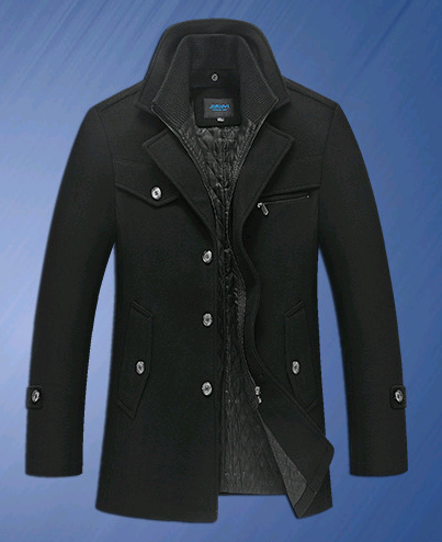 business double collar wool coat