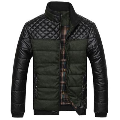 Winter Fashion Men's Jackets and Coats Outerwear 4XL PU Patchwork Stitching Self-cultivation Collar - Premium Jassen from My Store - Just €63.06! Shop now at KIYOO Royal Brand