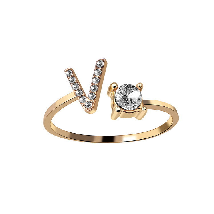 verstelbare 26 beginletter ring voor vrouwen - Premium dames sieraden from KIYOO Royal Brand - Just €13.70! Shop now at KIYOO Royal Brand