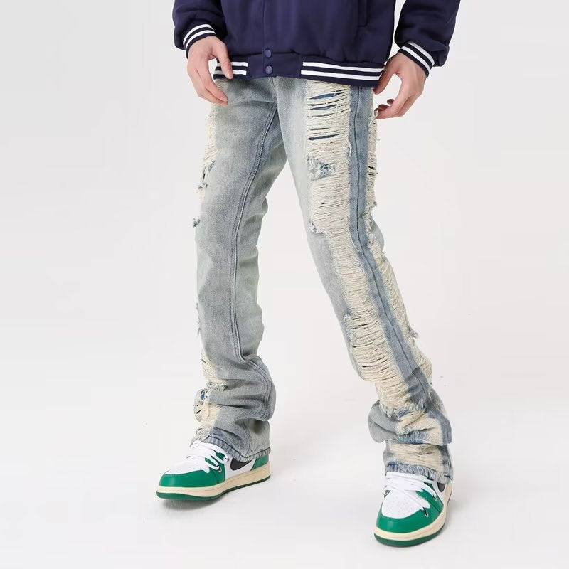 Men's Trousers Zipper Artistic Washing Straight Leg Micro Elastic Loose - Premium Jeans from My Store - Just €47.07! Shop now at KIYOO Royal Brand