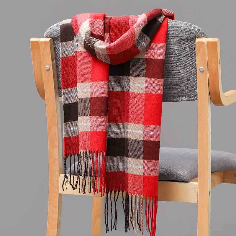 Cashmere Fringed Couple's Checked Scarf