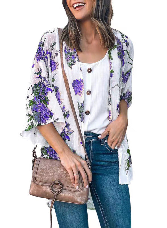 Bloemenprint Jas /Top - Premium topjes/shirt from My Store - Just €25.91! Shop now at KIYOO Royal Brand