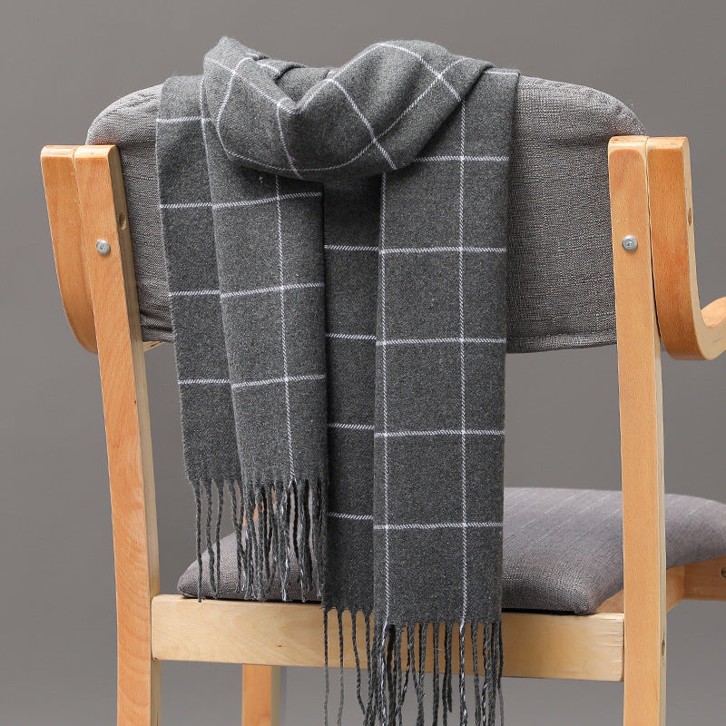 Cashmere Fringed Couple's Checked Scarf