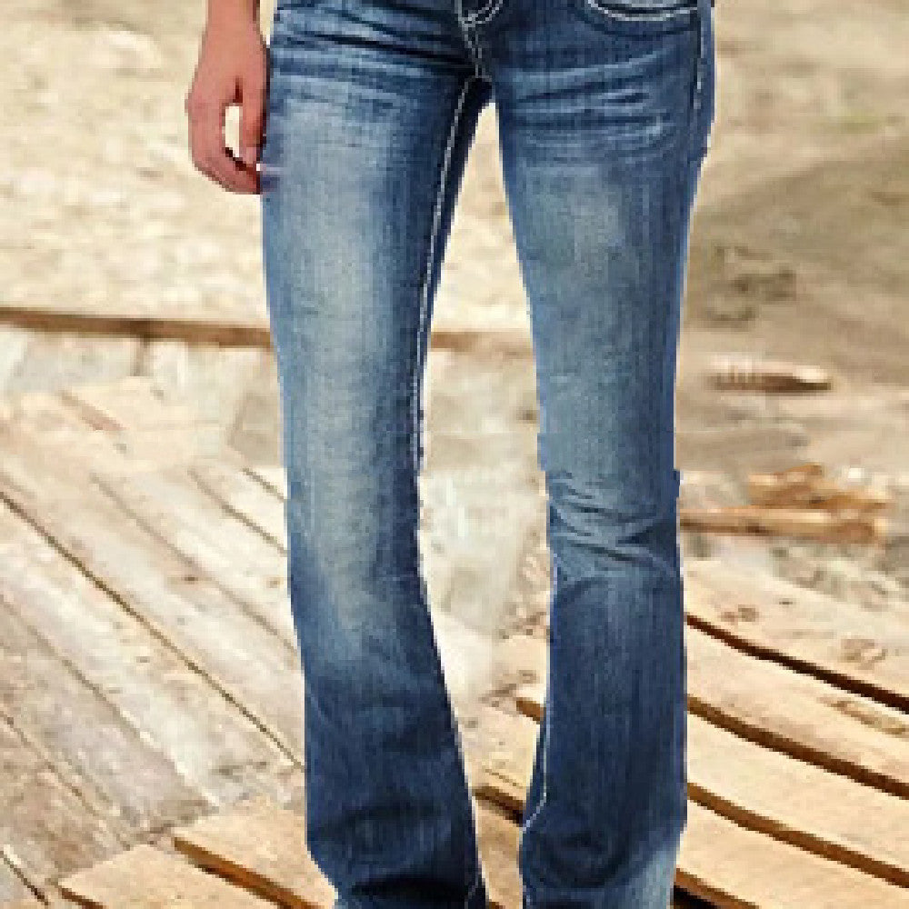 Women's Low Waist Flare Jeans - Premium Dames Jeans from My Store - Just €40.86! Shop now at KIYOO Royal Brand