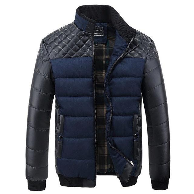 Winter Fashion Men's Jackets and Coats Outerwear 4XL PU Patchwork Stitching Self-cultivation Collar - Premium Jassen from My Store - Just €63.06! Shop now at KIYOO Royal Brand