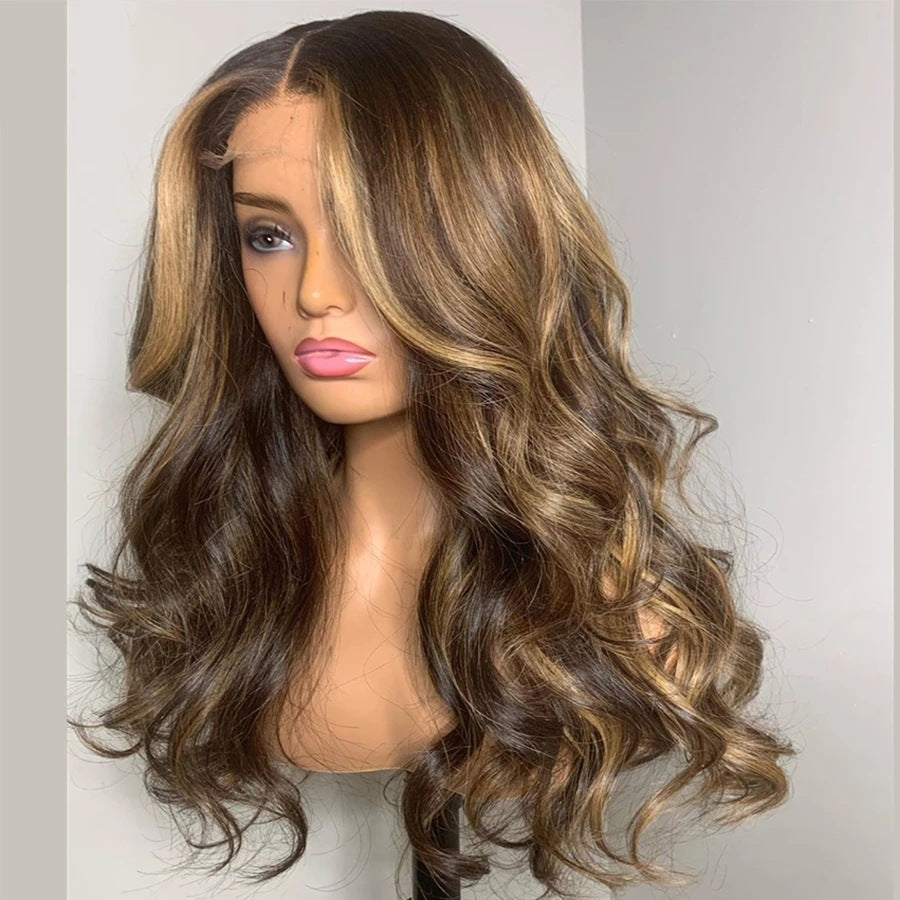 Medium And Long Curly Fashion Female Big Wave Real Human Hair Wig - Premium Pruiken/Waves from My Store - Just €136.78! Shop now at KIYOO Royal Brand