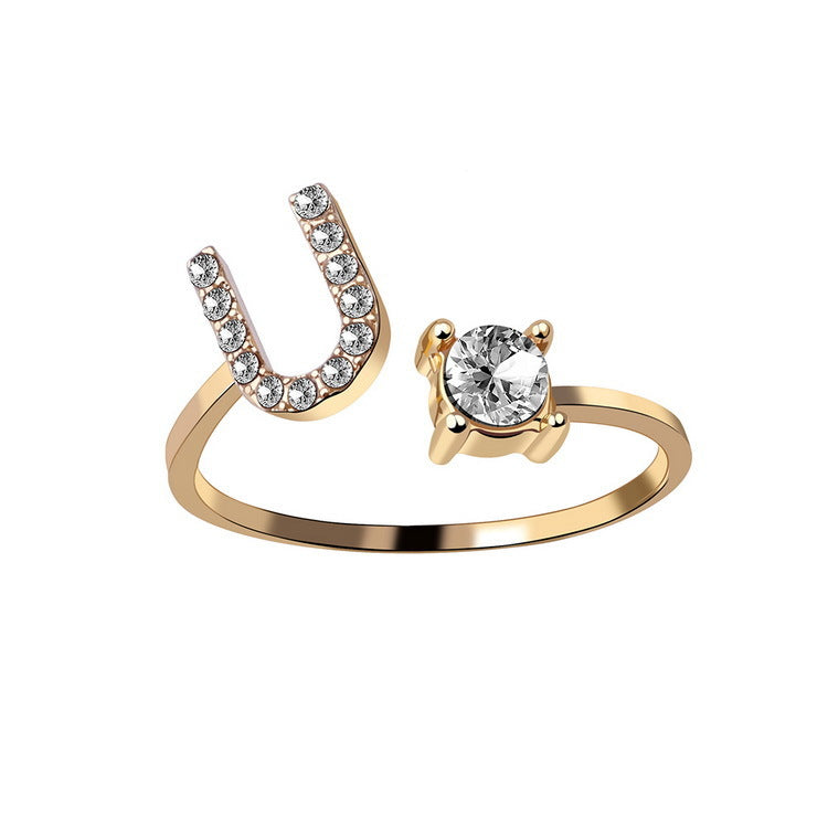 verstelbare 26 beginletter ring voor vrouwen - Premium dames sieraden from KIYOO Royal Brand - Just €13.70! Shop now at KIYOO Royal Brand