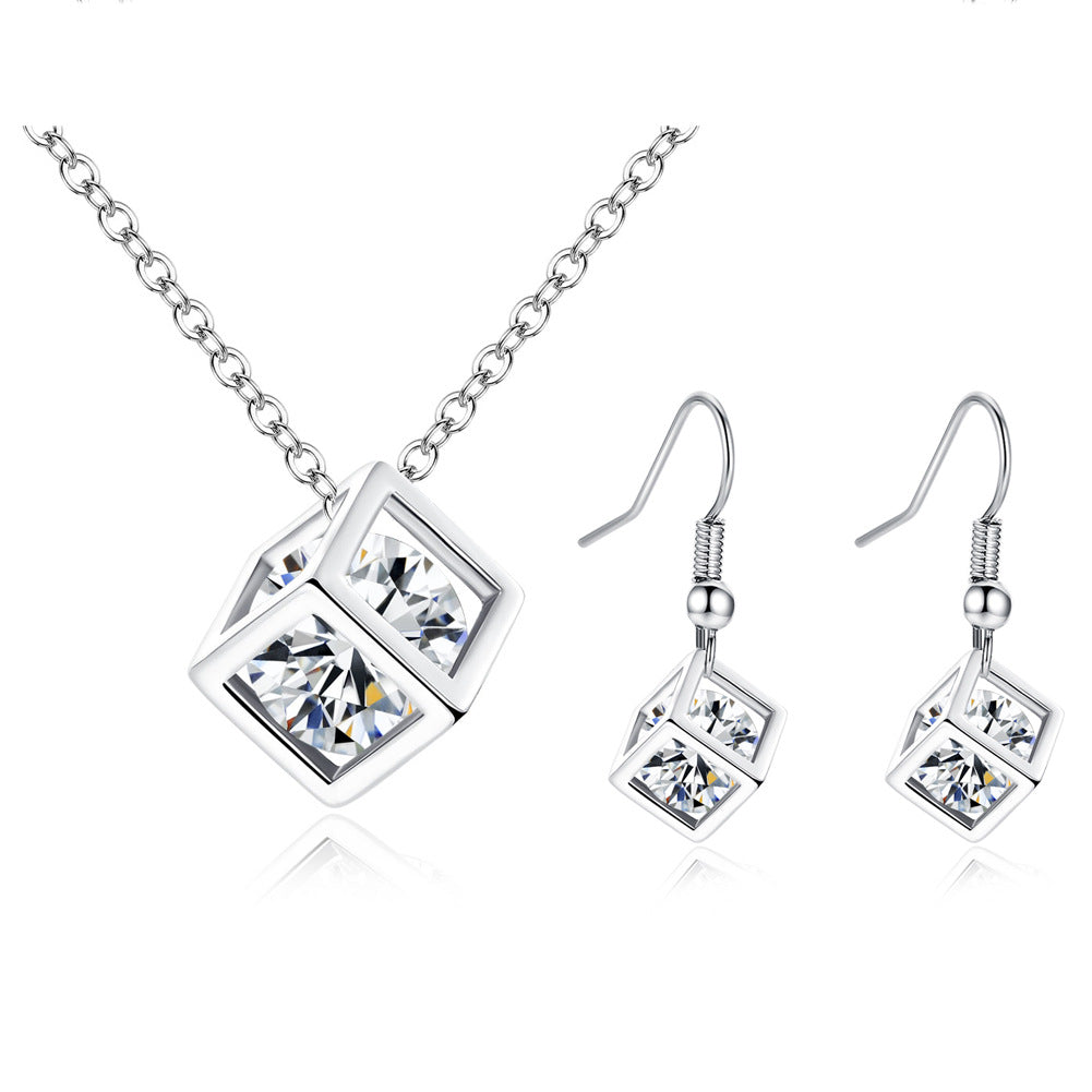 Water cube zircon set - Premium dames sieraden from My Store - Just €29.84! Shop now at KIYOO Royal Brand