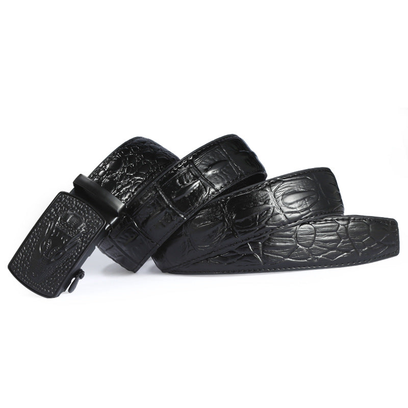 Leather Belt Men's Business Print Automatic Buckle - Premium Riemen from My Store - Just €15.88! Shop now at KIYOO Royal Brand