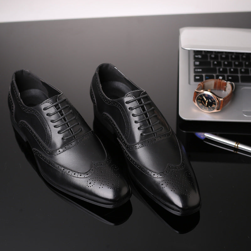 British block carved business leather shoes - Premium veterschoenen from My Store - Just €66.44! Shop now at KIYOO Royal Brand