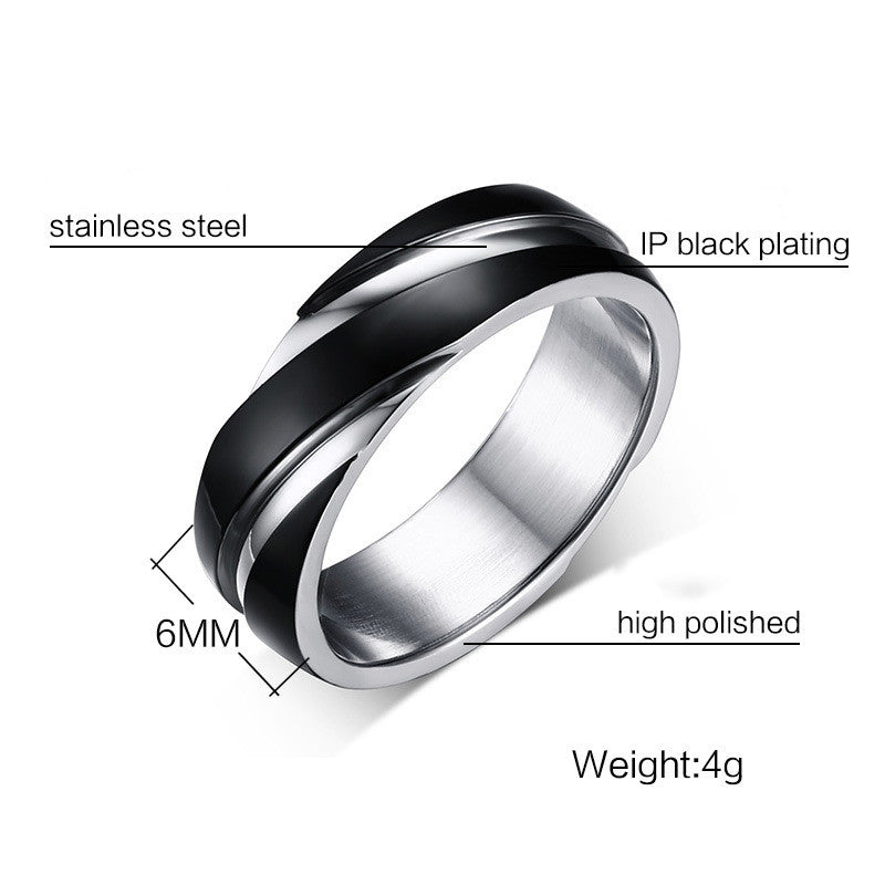 Zwarte titanium stalen twill ring - Premium Mannen Sieraden from My Store - Just €9.25! Shop now at KIYOO Royal Brand