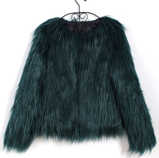 new autumn and winter foreign trade ladies fur coat long-sleeved women drift coat jacket wool coat V word collar