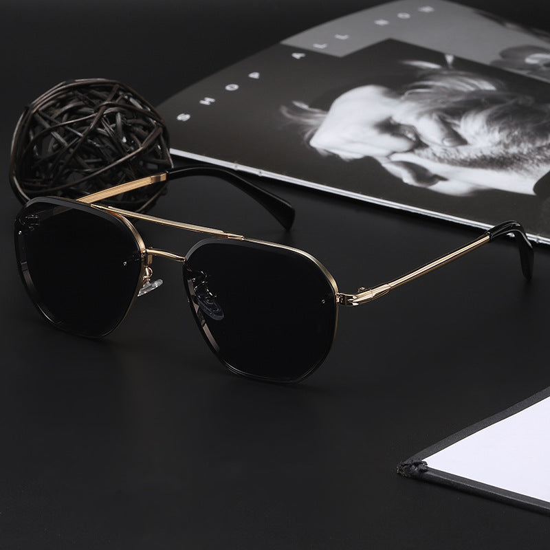 Retro Double Beam Diamond Cut Edge Sunglasses For Men - Premium Zonnebrillen from My Store - Just €27.02! Shop now at KIYOO Royal Brand