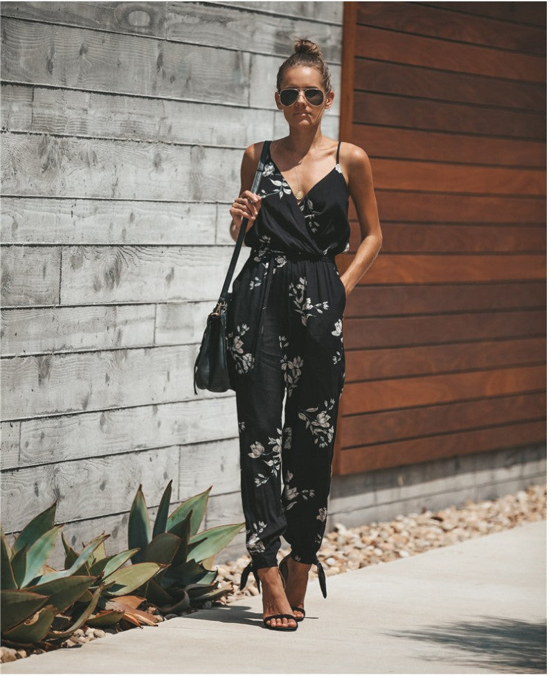 Jumpsuit Flowers Print Spaghetti Strap Romper