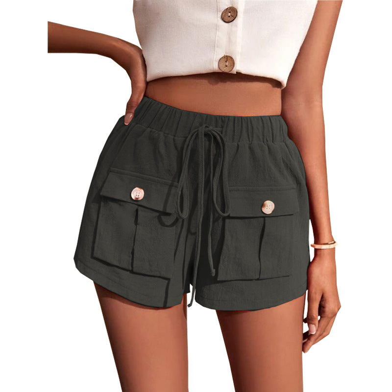 Casual Cargo Shorts With Pocket Loose Drawstring Pants Summer Women - Premium dames broeken from My Store - Just €48.69! Shop now at KIYOO Royal Brand