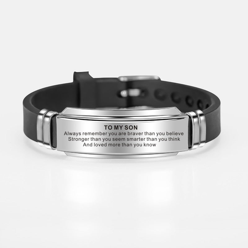 To My Son Stainless Steel Silicone Bracelets For Men Boys Love Gifts From Mom Dad - Premium Mannen Sieraden from My Store - Just €12.16! Shop now at KIYOO Royal Brand