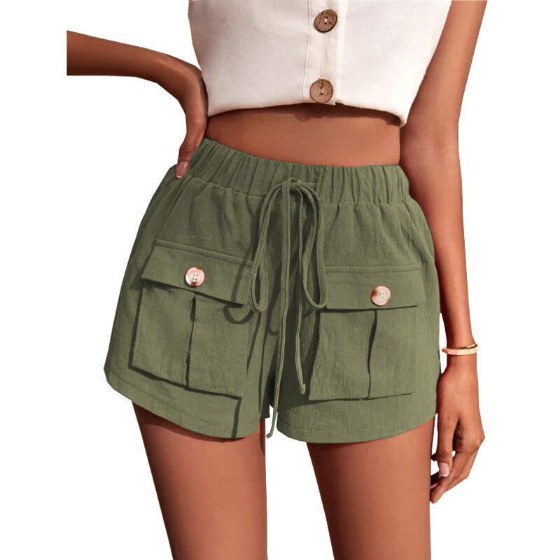 Casual Cargo Shorts With Pocket Loose Drawstring Pants Summer Women - Premium dames broeken from My Store - Just €48.69! Shop now at KIYOO Royal Brand