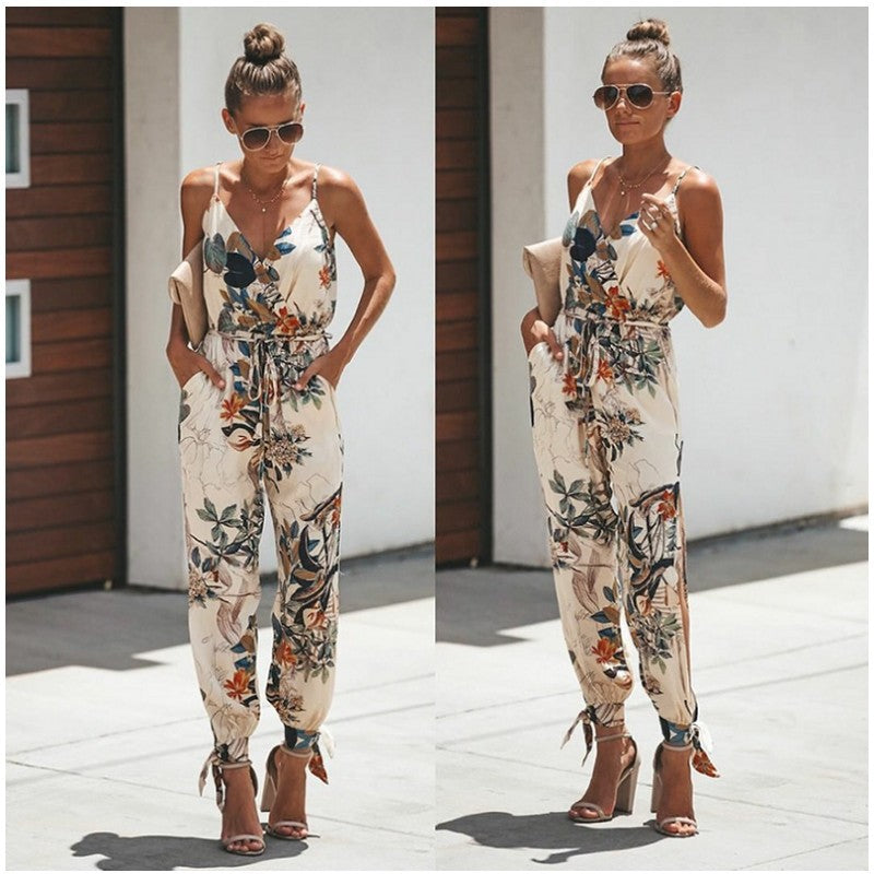 Jumpsuit Flowers Print Spaghetti Strap Romper