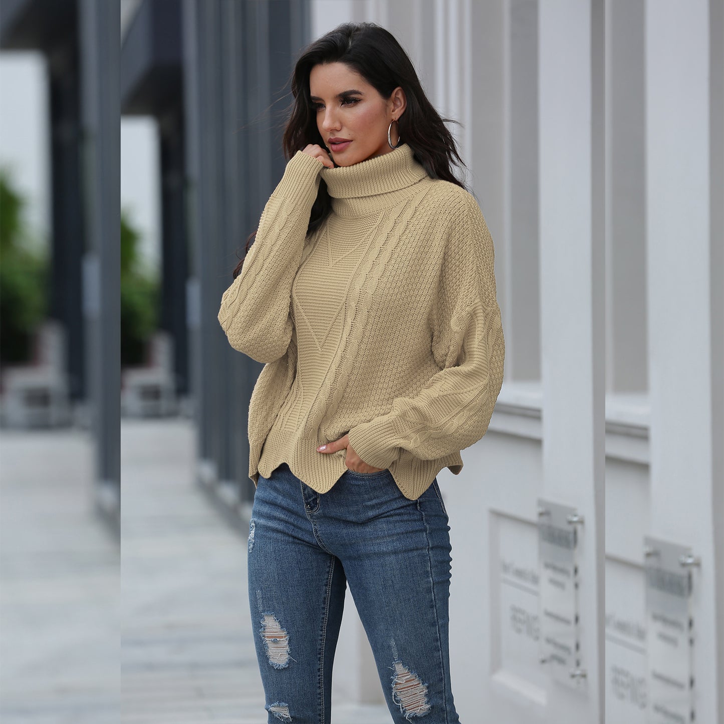 Loose solid color sweater women winter - Premium Truien & Vesten from My Store - Just €38.31! Shop now at KIYOO Royal Brand