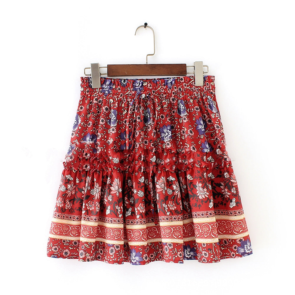 Women's Multi-color Sexy Print Lace Slimming Skirt