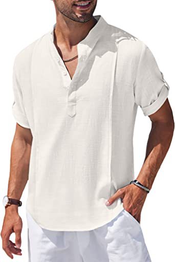 Henley Style Linen Shirt