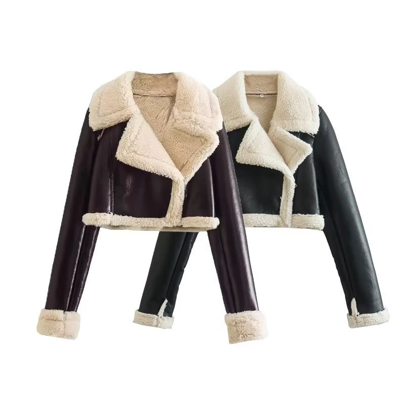 European And American Style Double-sided Loose Short Zipper Fur Integrated Jacket - Premium Dames Jassen from My Store - Just €71.16! Shop now at KIYOO Royal Brand