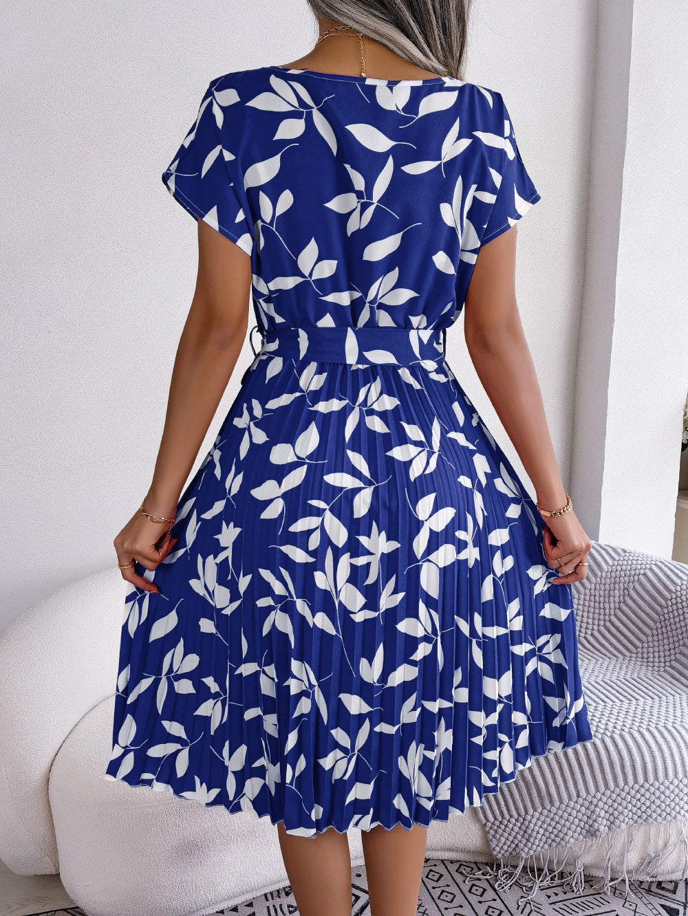 Leaf Print Dress - Premium Jurken from My Store - Just €38.07! Shop now at KIYOO Royal Brand