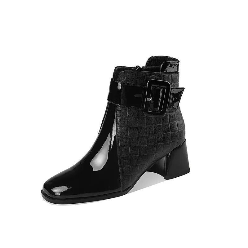 Women's Square-toe Black Brown Ankle Boots - Premium Dames laarzen from My Store - Just €44.12! Shop now at KIYOO Royal Brand