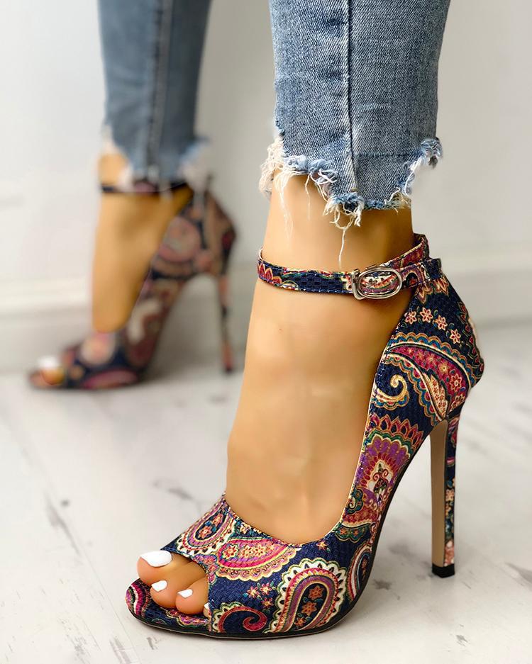 Printed toe buckle high heels - Premium Hakken from My Store - Just €37.46! Shop now at KIYOO Royal Brand