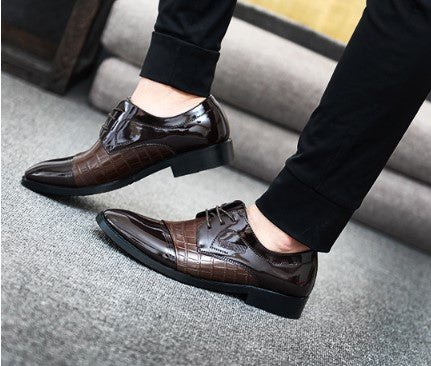 pattern autumn men's pointed business dress shoes leather men's shoes single shoes shoes men - Premium veterschoenen from My Store - Just €40.15! Shop now at KIYOO Royal Brand