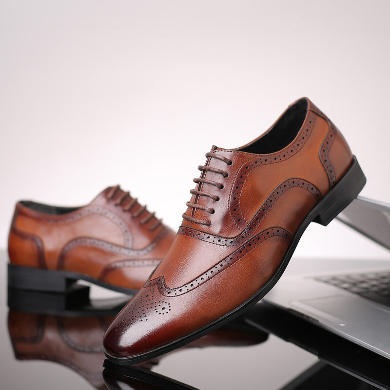 British block carved business leather shoes - Premium veterschoenen from My Store - Just €66.44! Shop now at KIYOO Royal Brand