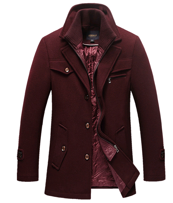 business double collar wool coat