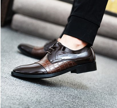 pattern autumn men's pointed business dress shoes leather men's shoes single shoes shoes men - Premium veterschoenen from My Store - Just €40.15! Shop now at KIYOO Royal Brand