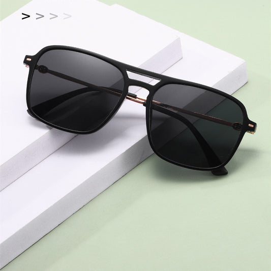 New Double Beam Large Frame Irregular Sunglasses