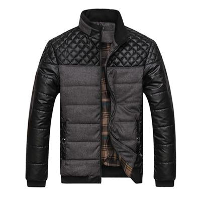 Winter Fashion Men's Jackets and Coats Outerwear 4XL PU Patchwork Stitching Self-cultivation Collar - Premium Jassen from My Store - Just €63.06! Shop now at KIYOO Royal Brand