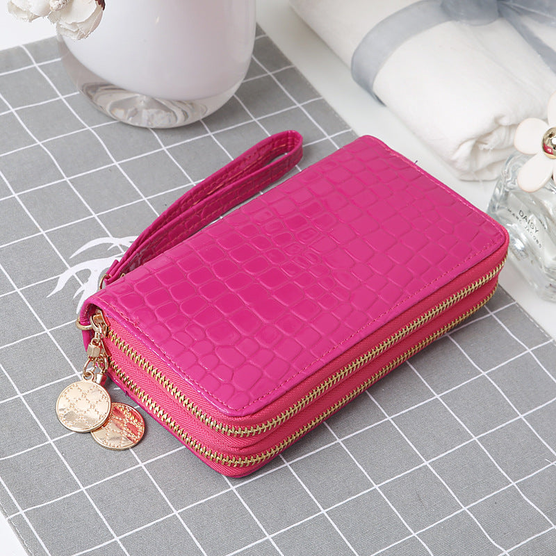 Women's Solid Color Double Zipper Multiple Card Slots Large-capacity Wallet