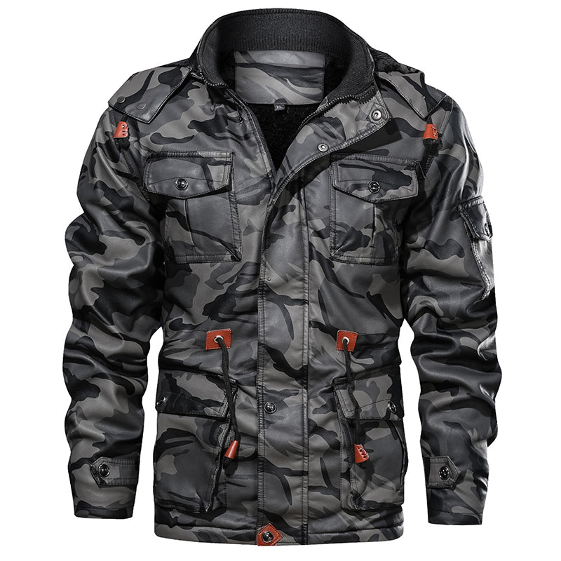 Winter Men Leather Jacket Thick Military Hooded Men Coats - Premium Jassen from My Store - Just €90.68! Shop now at KIYOO Royal Brand