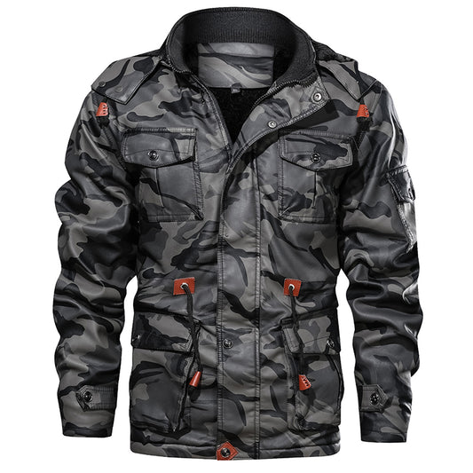 Winter Men Leather Jacket Thick Military Hooded Men Coats - Premium Jassen from My Store - Just €90.68! Shop now at KIYOO Royal Brand