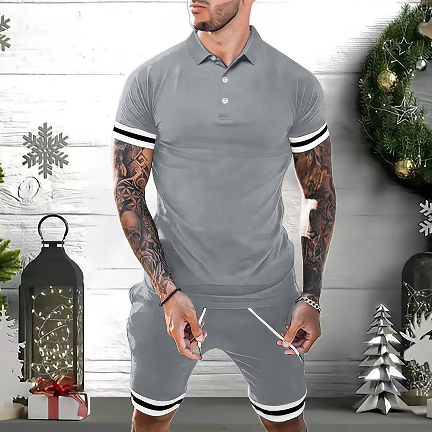 Mens Short Sets 2 Piece Outfits Polo Shirt Fashion Summer Tracksuits Casual Set Short Sleeve And Shorts Set For Men - Premium korte broeken/shirts from My Store - Just €28.72! Shop now at KIYOO Royal Brand