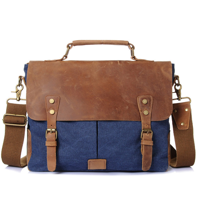 The cross-border supply man satchel canvas bag computer bag retro with Crazy Horse male package Amazon explosion - Premium Tassen & Rugtassen from My Store - Just €124.07! Shop now at KIYOO Royal Brand