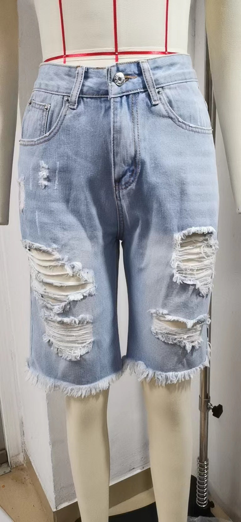 Women's Ripped Denim Frayed Casual Shorts - Premium Dames Jeans from My Store - Just €29.45! Shop now at KIYOO Royal Brand