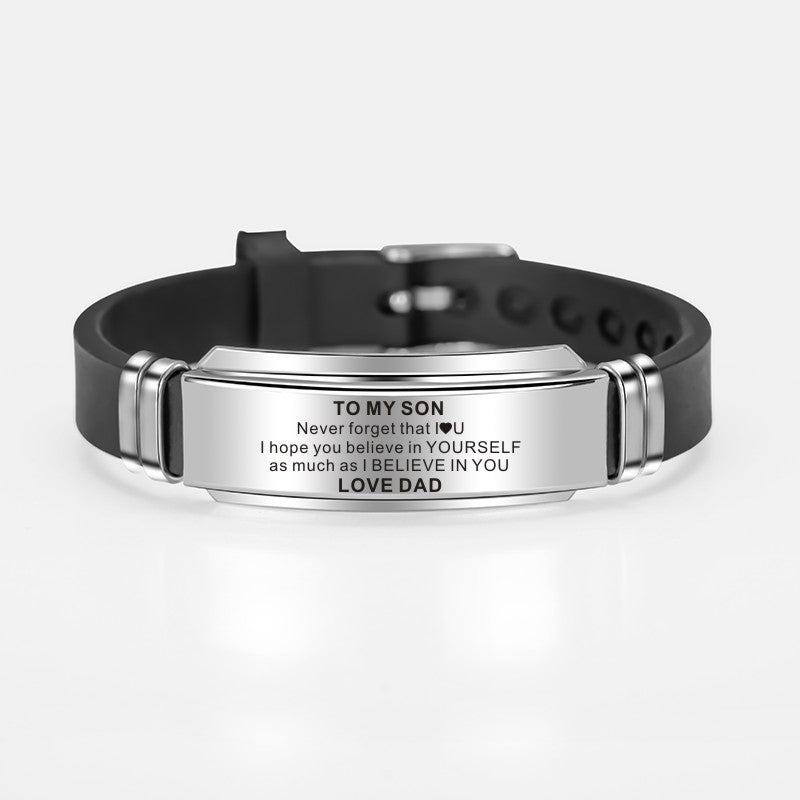 To My Son Stainless Steel Silicone Bracelets For Men Boys Love Gifts From Mom Dad - Premium Mannen Sieraden from My Store - Just €12.16! Shop now at KIYOO Royal Brand