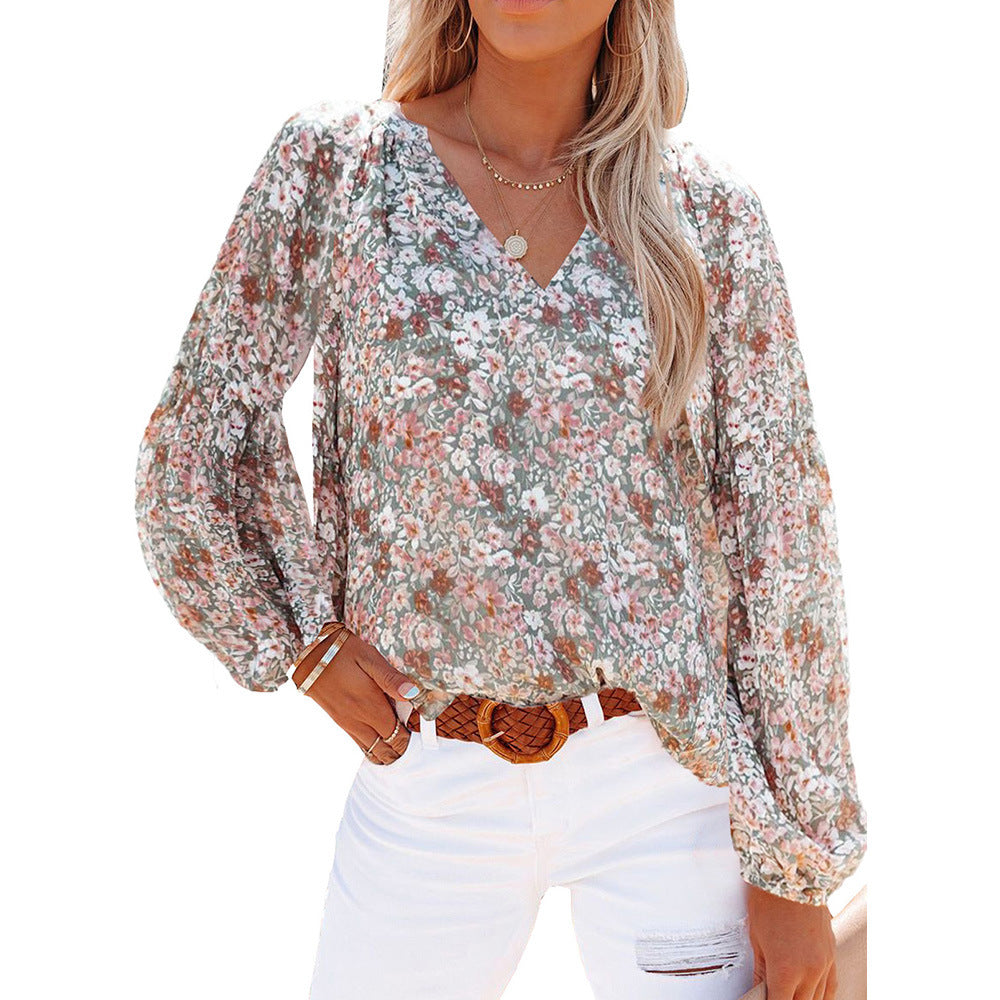 chiffon-overhemd met bloemenprint - Premium topjes/shirt from My Store - Just €46.02! Shop now at KIYOO Royal Brand