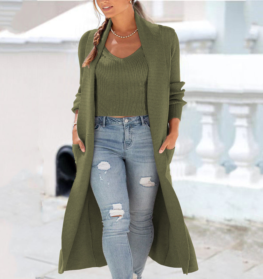 New Cardigan Trench Coat Knitted Loose Sweater Vest Suit - Premium Dames Jassen from My Store - Just €51.48! Shop now at KIYOO Royal Brand