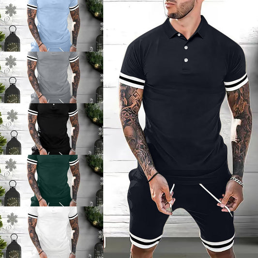 Mens Short Sets 2 Piece Outfits Polo Shirt Fashion Summer Tracksuits Casual Set Short Sleeve And Shorts Set For Men - Premium korte broeken/shirts from My Store - Just €28.72! Shop now at KIYOO Royal Brand